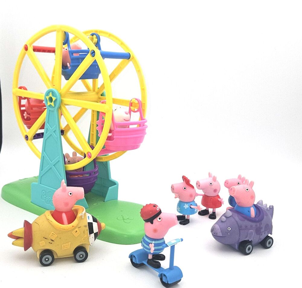 Peppa Pig Fun Fair Playset Ferris Wheel Figures Lot Carnival Ride Vehicles Lot
